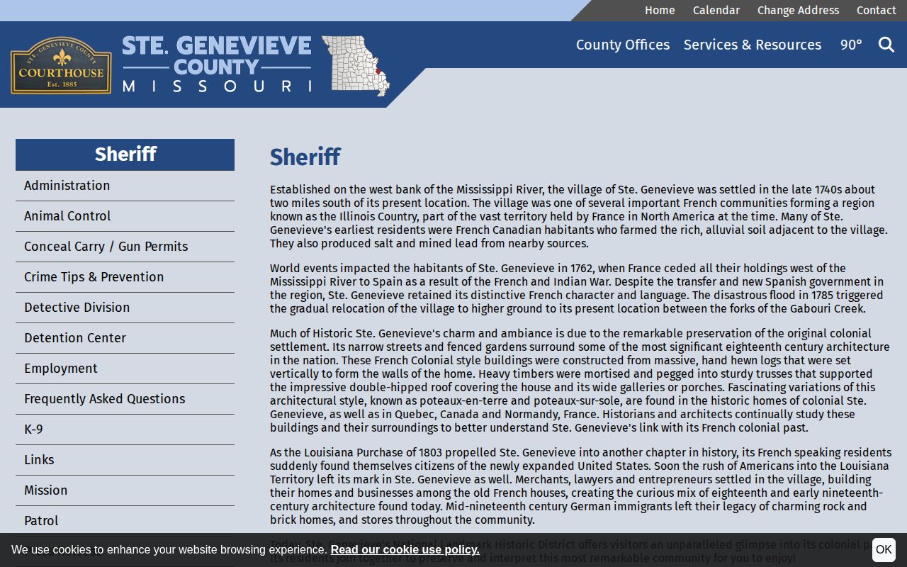 Ste. Genevieve County Sheriff historical wanted-record source page